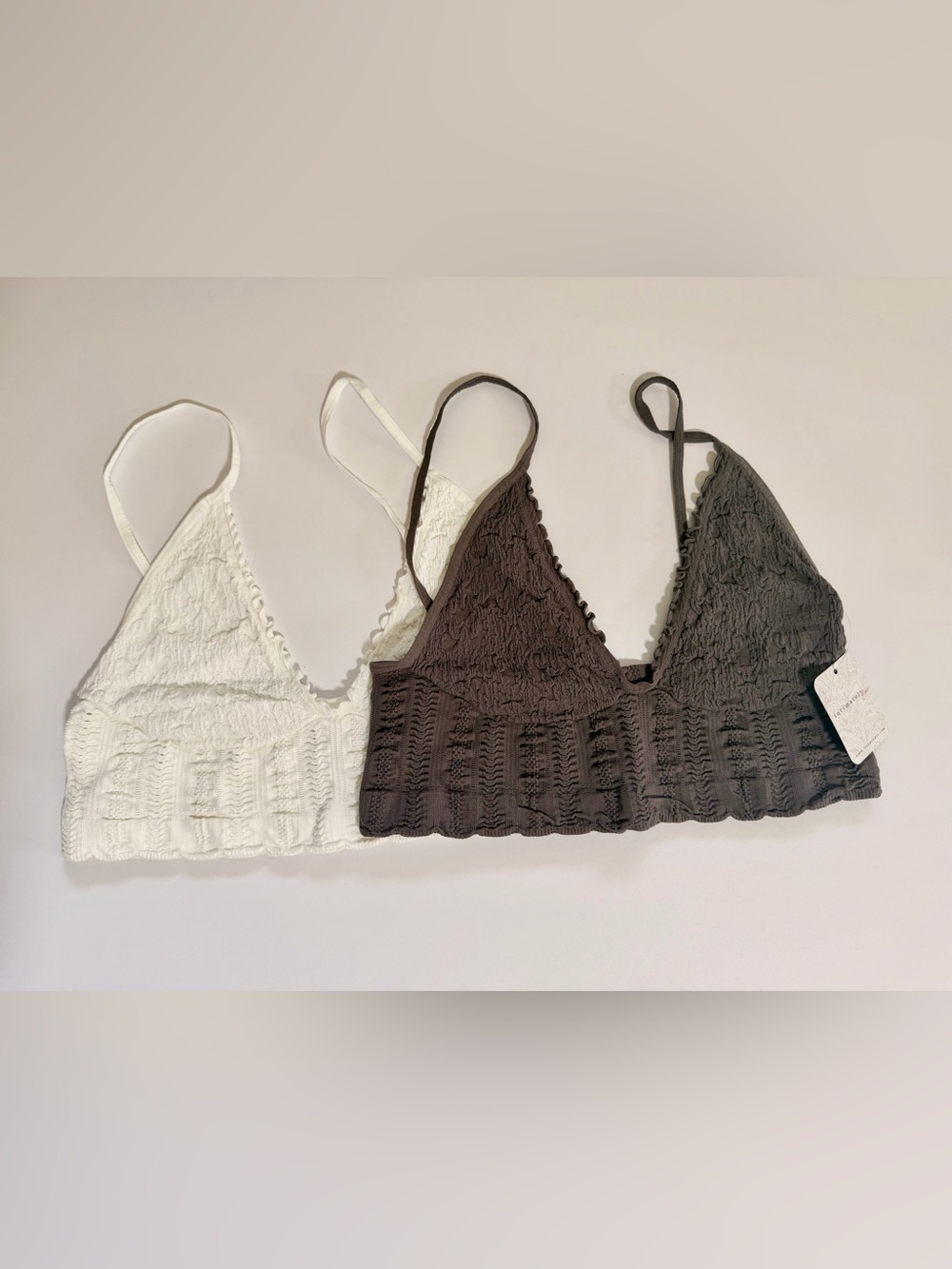 Free People Heirloom Seamless Bralettes. Bundle (2) L/XL Gunmetal & Clean Ivory - Picture 9 of 12